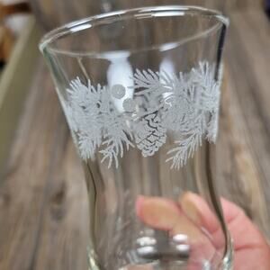 Vintage Home Interiors Winter Pine Glass Votive Peg Cup Homco